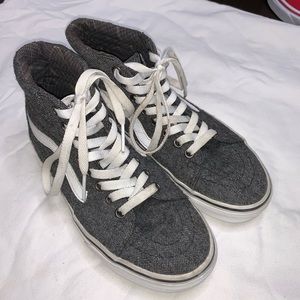 SLIGHTLY WORN: grey high top old skool vans